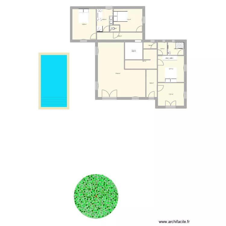 TALLARD PREMIER ETAGE r&eacute;am&eacute;nag&eacute;. Plan de 14 pièces et 127 m²