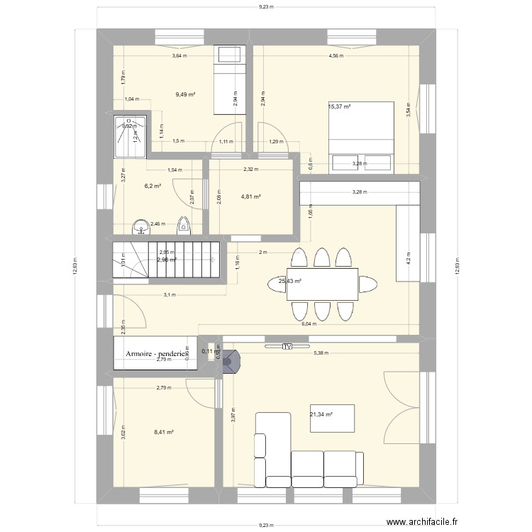 plan villa Tornay modification future. Plan de 9 pièces et 94 m2