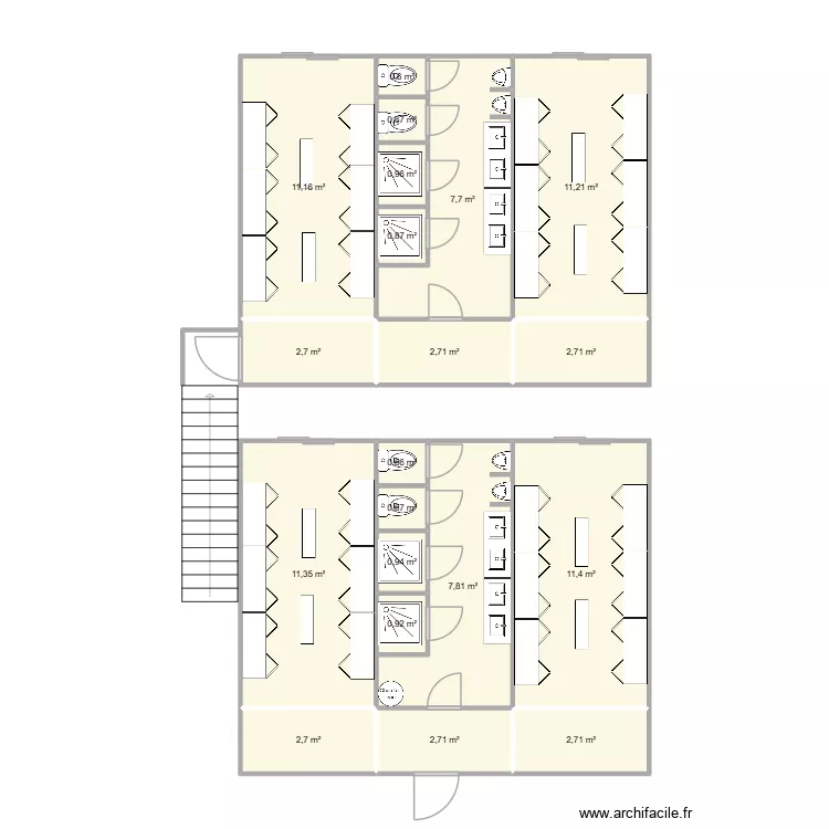 EGCS CHANTIER LYON 7. Plan de 20  et 83 m²