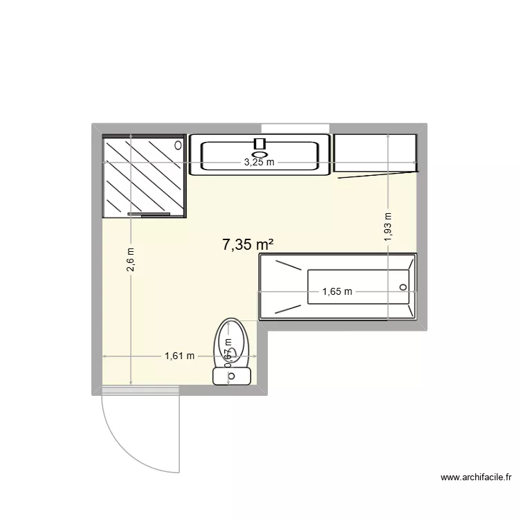 Salle de bain maison. Plan de 1 et 7 m² Salle de bain maison. Plan de 1 et 7 m²