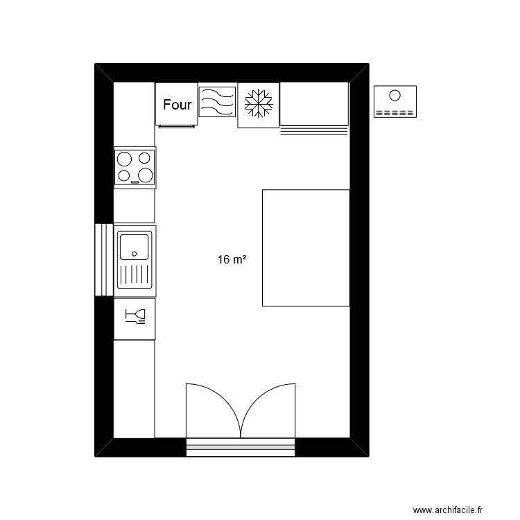 CUISINE. Plan de 1 pièce et 16 m2