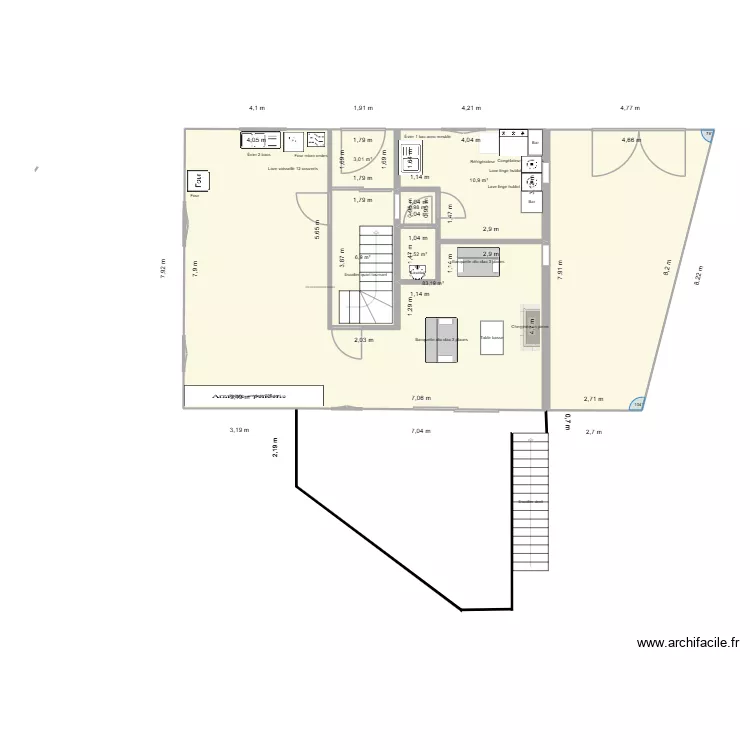 RCH ST ARCONS am&eacute;nagement MARS 2026. Plan de 6 pièces et 107 m²