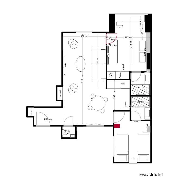 16halles ter. Plan de 3 pièces et 13 m2