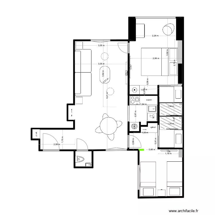 16halles ter. Plan de 6 pièces et 50 m²