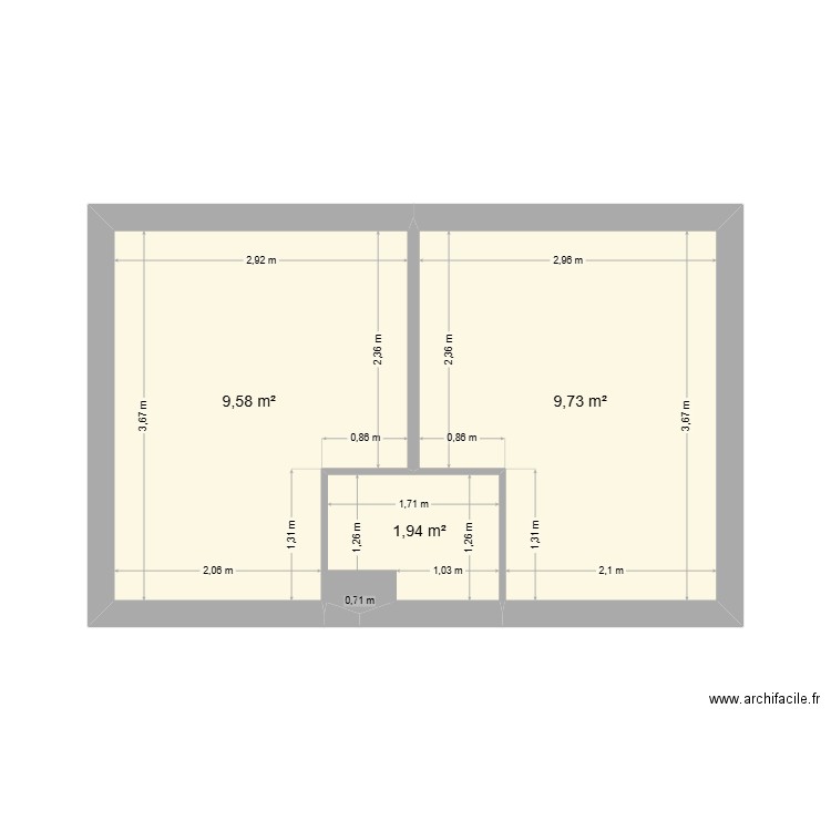 Extension. Plan de 3 pièces et 21 m2