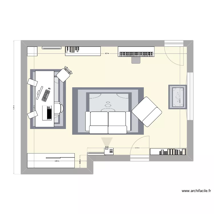 Annexe grande pi&egrave;ce. Plan de 