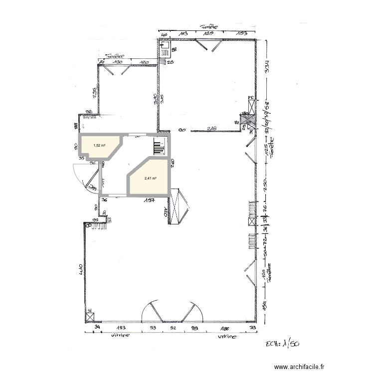 Tchalo. Plan de 2 pièces et 4 m2