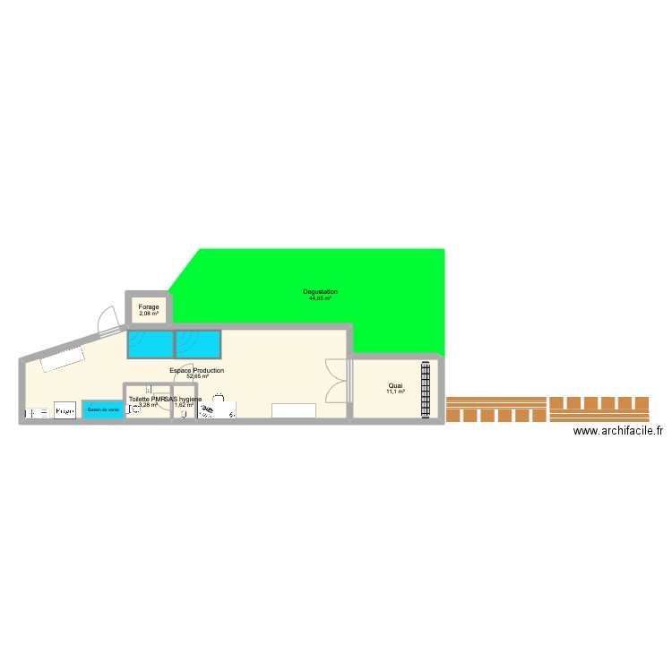 au mat l'eau. Plan de 6 pièces et 116 m2