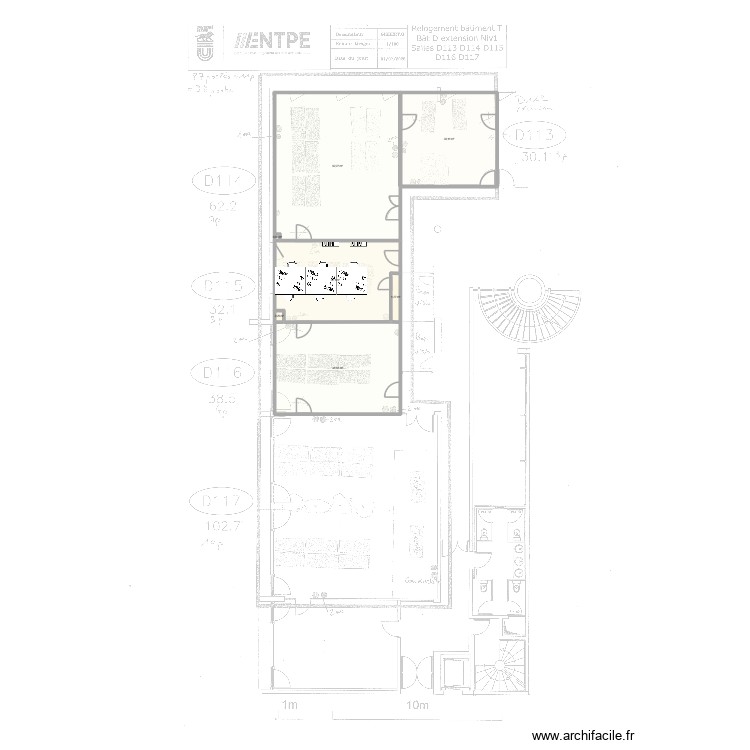 Am&eacute;nagment LAET 1er &eacute;tage. Plan de 0 pièce et 0 m2