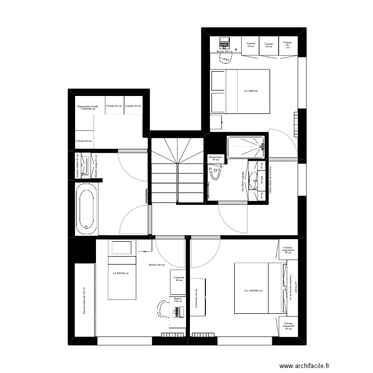 Annie Plantard étage 2. Plan de 7 pièces et 53 m2