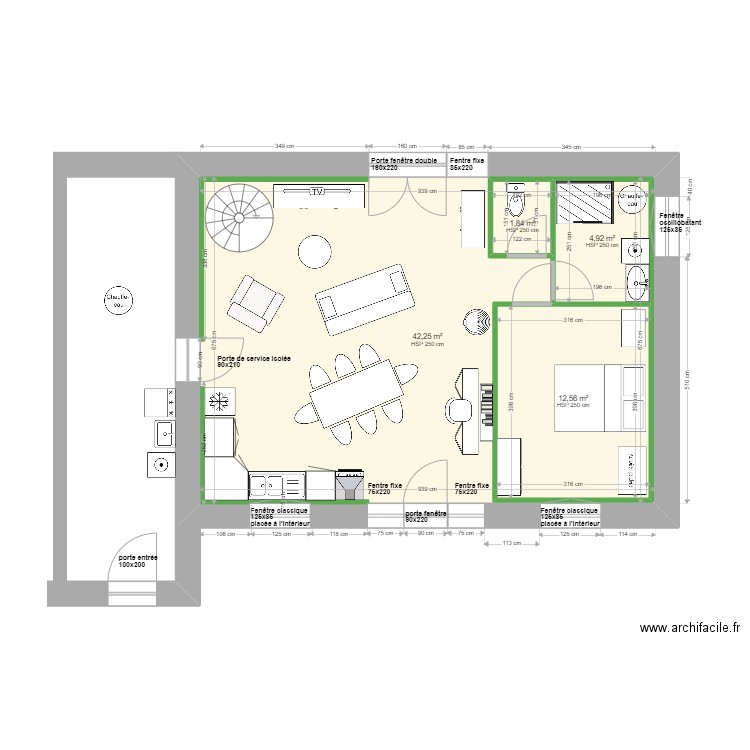 plan 3.3. Plan de 8 pièces et 161 m2