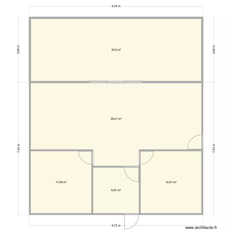 F3 bora. Plan de 5 et 102 m² F3 bora. Plan de 5 et 102 m²