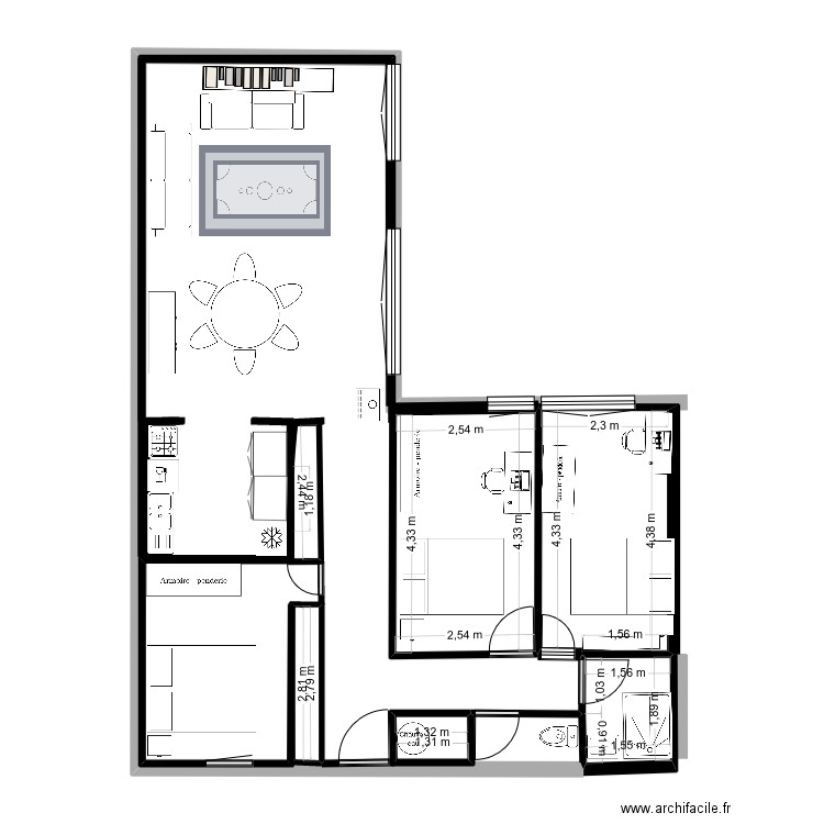 Séroc 1. Plan de 6 pièces et 27 m2