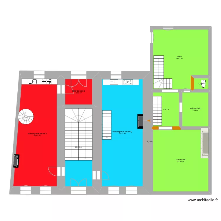 ESSAI 3B 1&eacute;tage Coll&egrave;ge. Plan de 10  et 162 m²