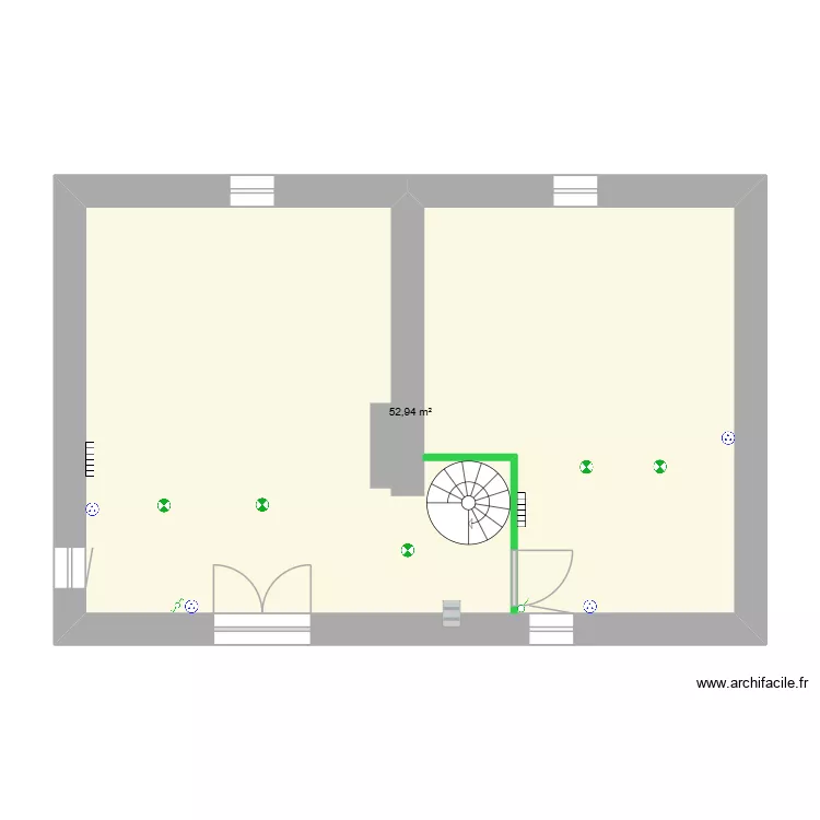 isa/etg1elec. Plan de 1  et 53 m²