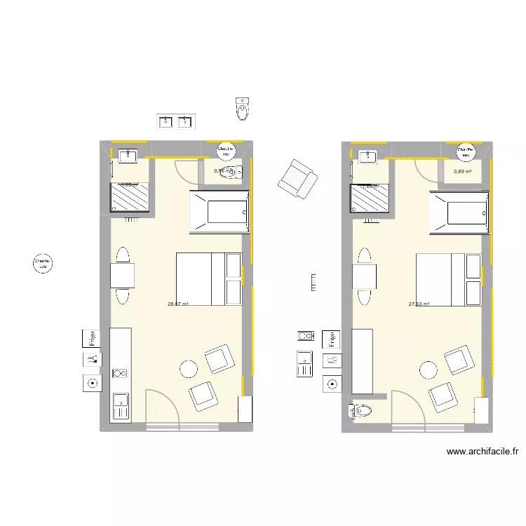 grotte 2. Plan de 6  et 61 m²