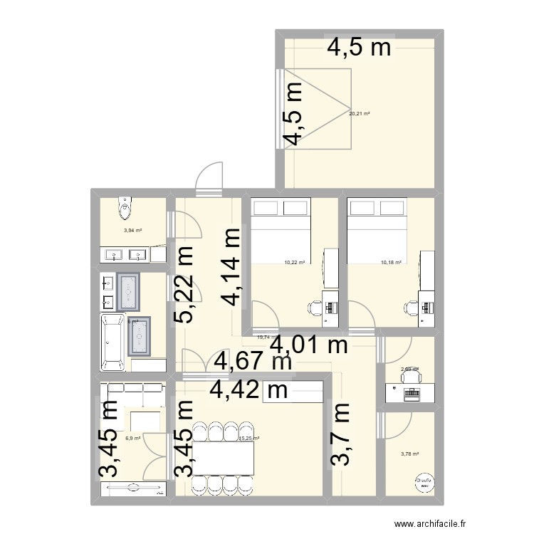 HUGO. Plan de 10 pièces et 99 m2
