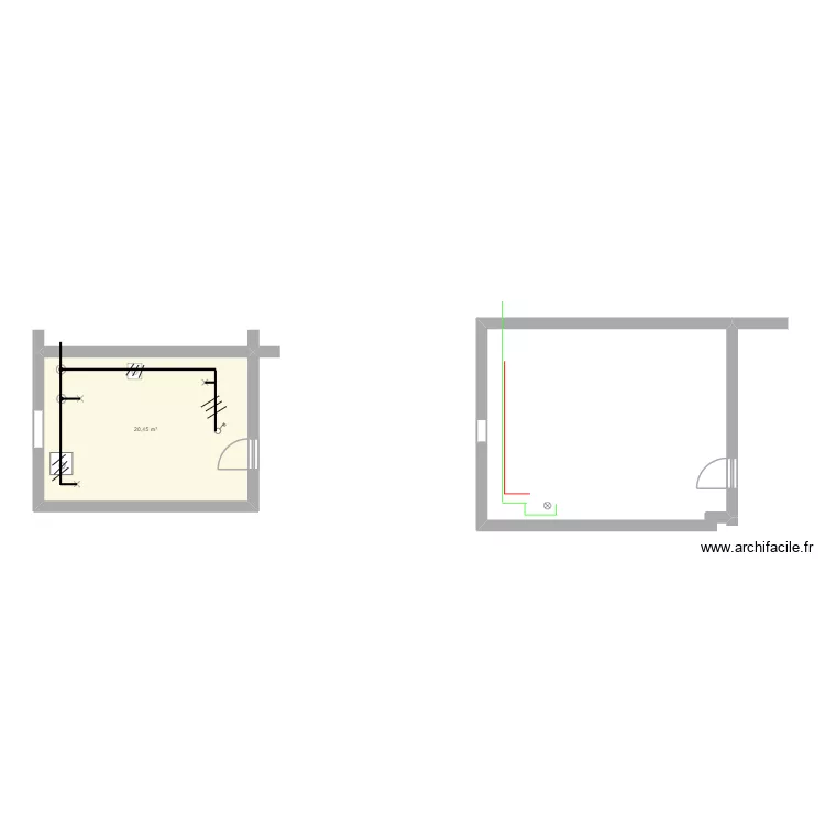 schema architectural. Plan de 1 Pièce et 20 m² schema architectural. Plan de 1 Pièce et 20 m²