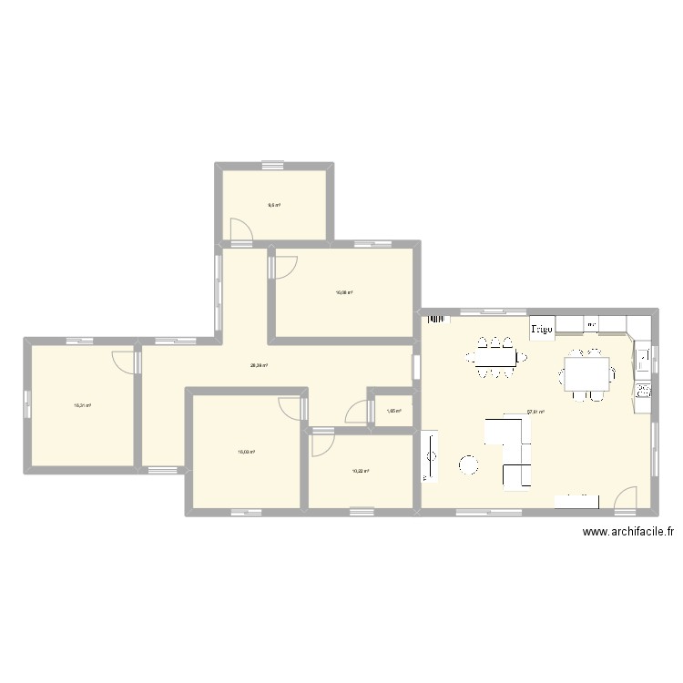 maison jour et nuit. Plan de 8 pièces et 156 m2