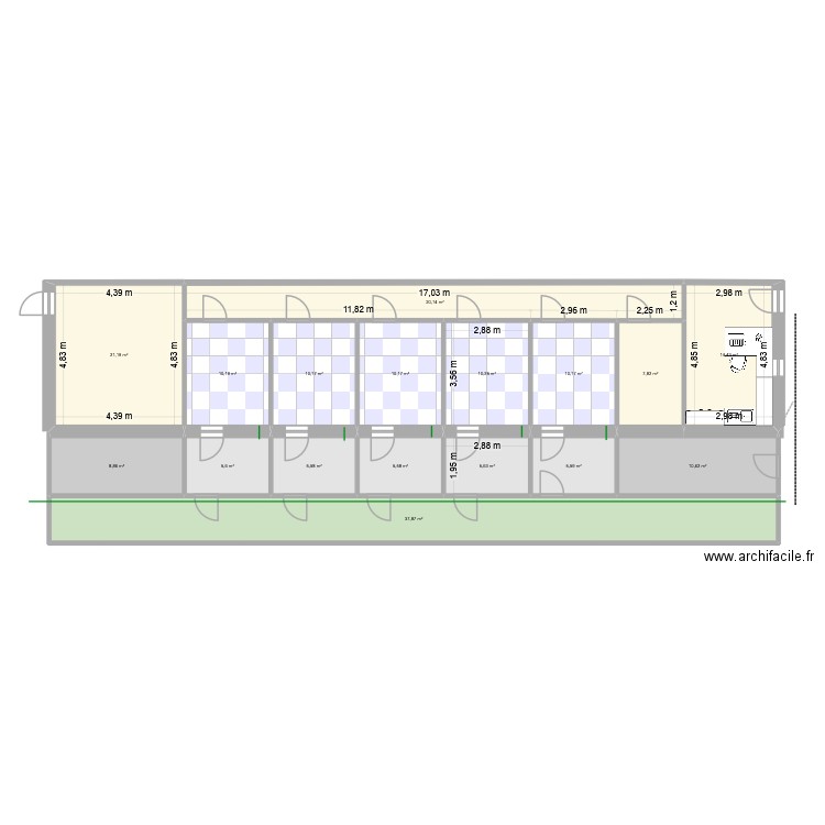 Pension 2. Plan de 17 pièces et 200 m2