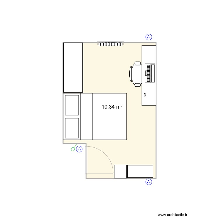 Chambre_2. Plan de 1 pièce et 10 m2