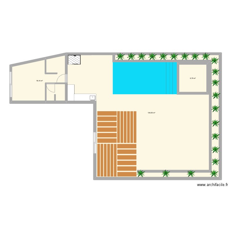 projet exterieur . Plan de 3 pièces et 169 m2