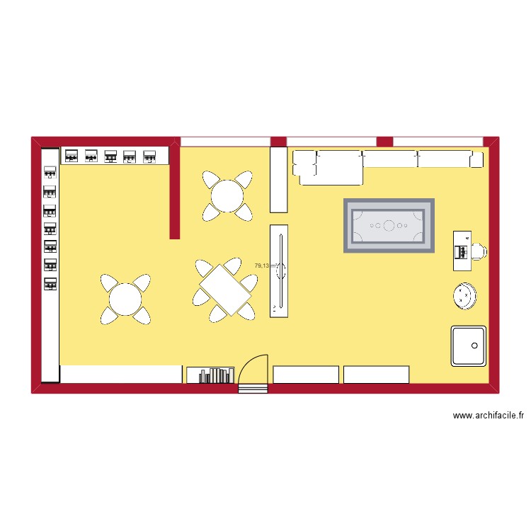 Classe flexible. Plan de 2 pièces et 158 m2