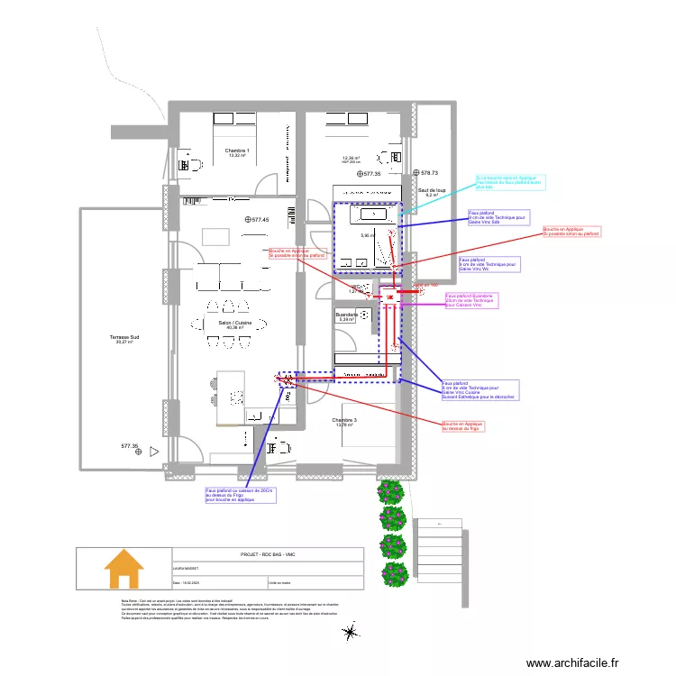 Viuz - RDC Bas - VMC V3. Plan de 12 pièces et 132 m²
