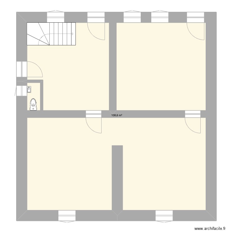 Apt 1 étage Hugues v1. Plan de 1 pièce et 109 m2