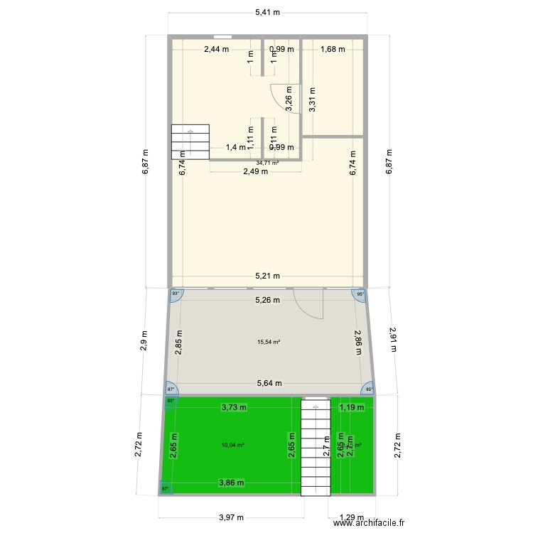 Gaux 106 - Rez de chaussée. Plan de 4 pièces et 63 m2