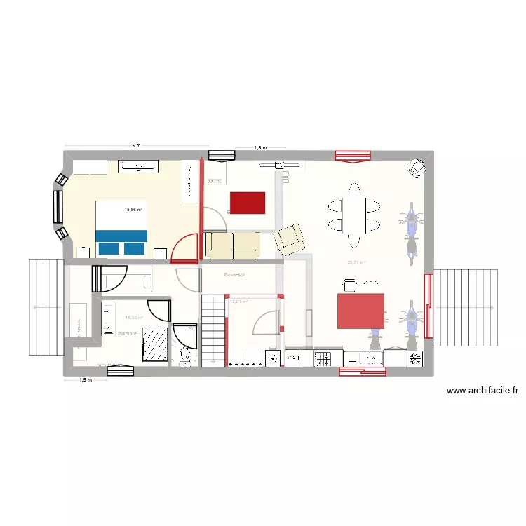 nouveaux plans extention maison. Plan de 6 pièces et 103 m²