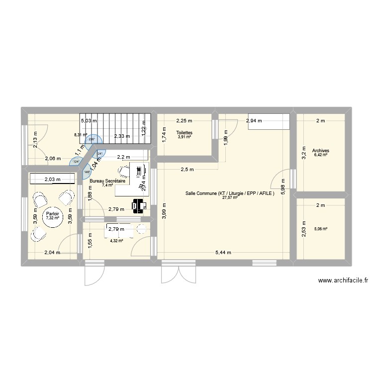 Plan_initial_essai_3. Plan de 8 pièces et 70 m2