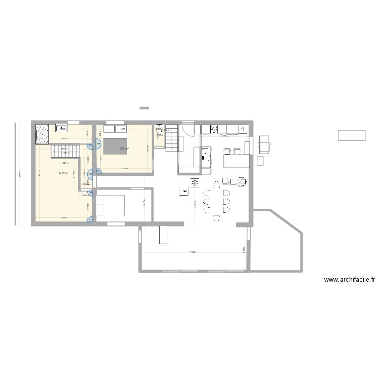 Theix cuisine 5. Plan de 3 pièces et 37 m2