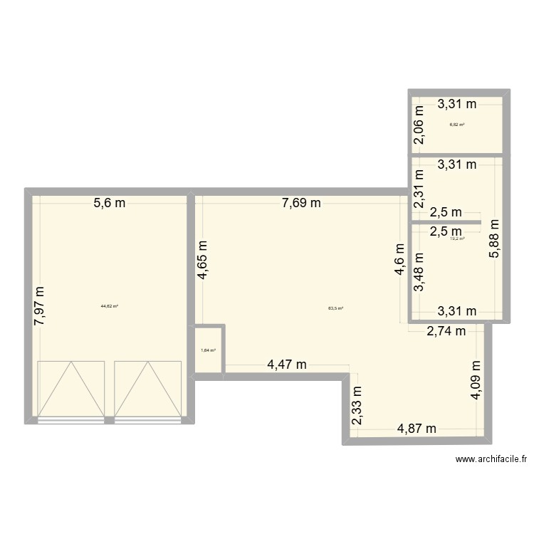 test. Plan de 5 pièces et 136 m2