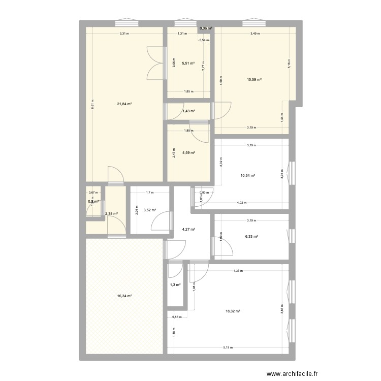 2eme. Plan de 15 pièces et 113 m2
