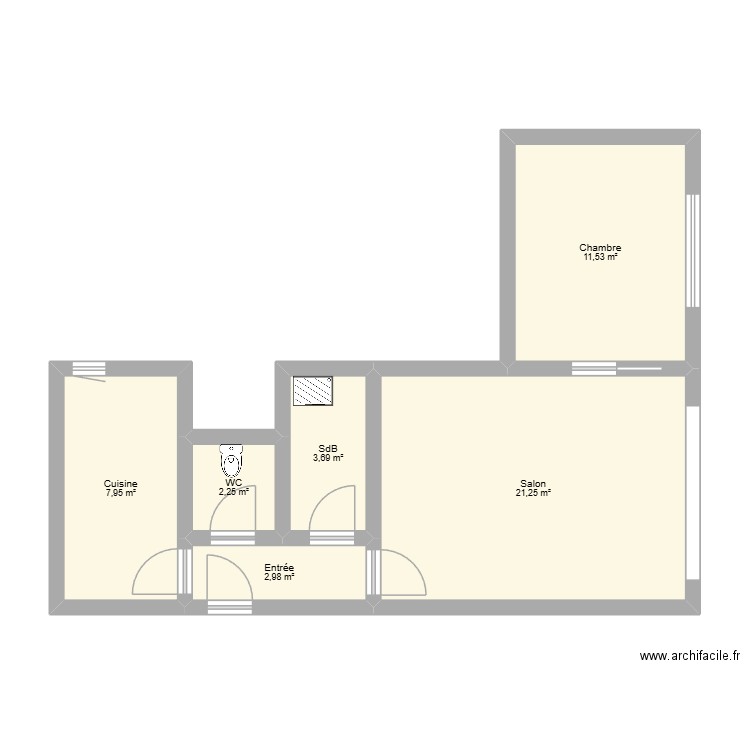 AppartBayen. Plan de 6 pièces et 50 m2
