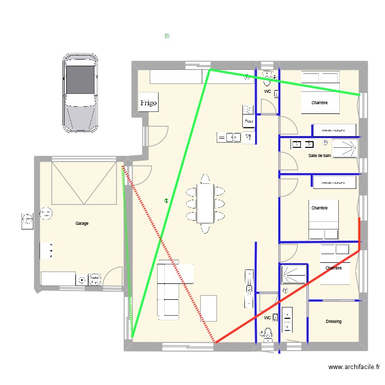 volets roulants. Plan de 9 pièces et 151 m2