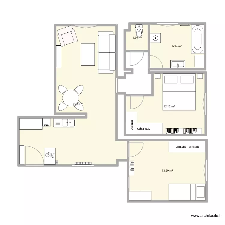 Le houlme. Plan de 5  et 63 m²