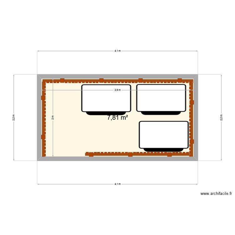 local poubelle LPPS. Plan de 1 pièce et 8 m2
