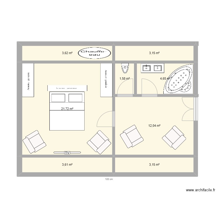 Grenier Chapitrale Nord - 221223. Plan de 8 pièces et 54 m2