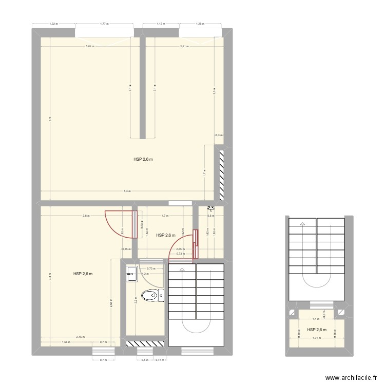 3eme. Plan de 10 pièces et 51 m2