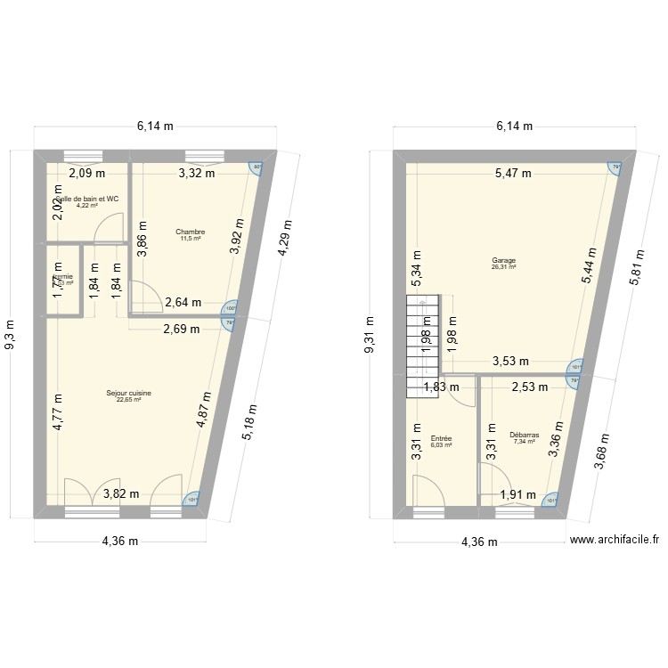 kruger. Plan de 7 pièces et 80 m2