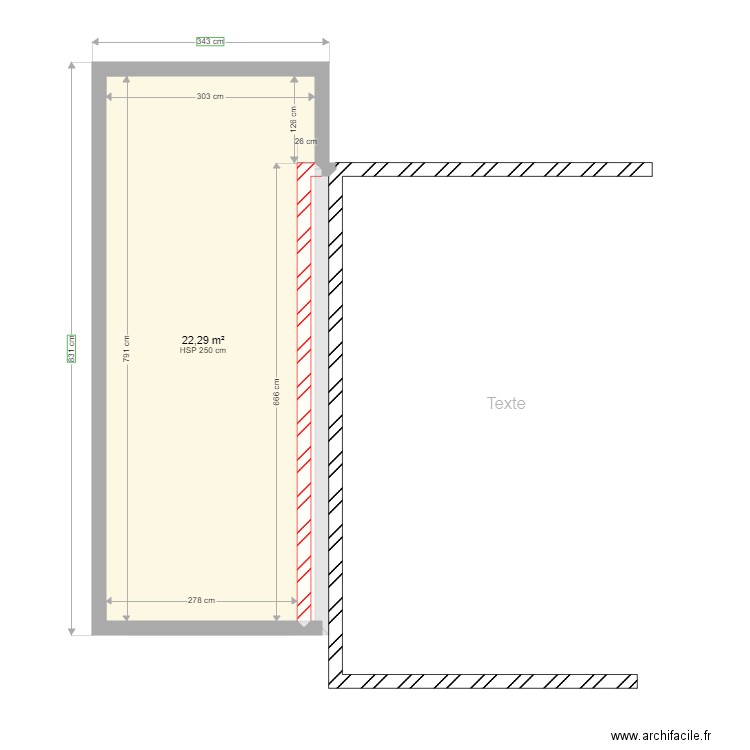 HOAREAU. Plan de 2 pièces et 46 m2