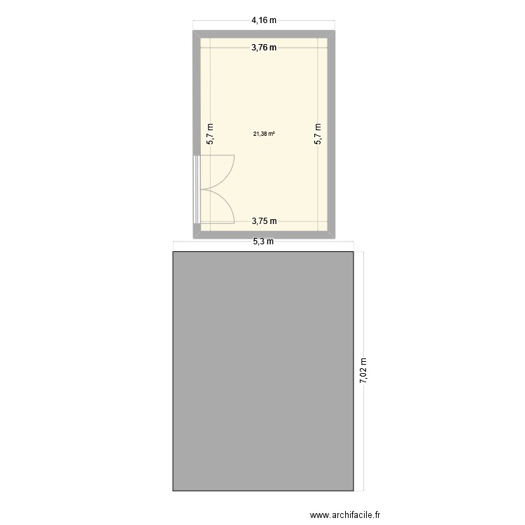 Gourbi 1. Plan de 1 pièce et 21 m2