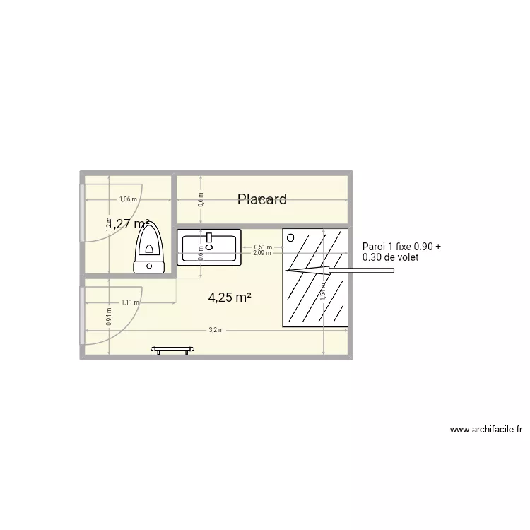 edwige et christian. Plan de 3  et 7 m²