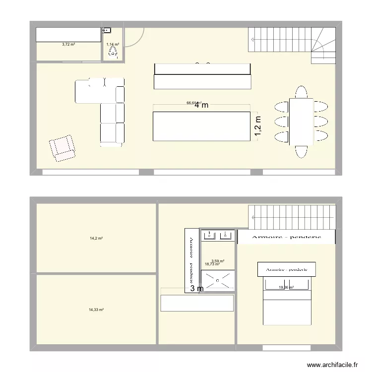 Ancien bis. Plan de 8 et 142 m² Ancien bis. Plan de 8 et 142 m²