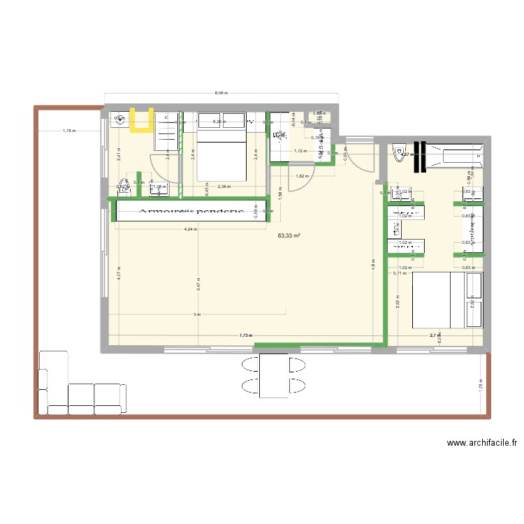 IMMEUBLE RUSSE PLAN 12 avec Dressing Master. Plan de 1 pièce et 63 m2