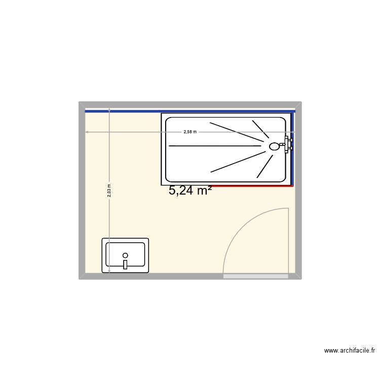 chacun. Plan de 1 pièce et 5 m2