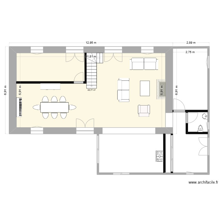 St Pair sur Mer. Plan de 1 pièce et 70 m2