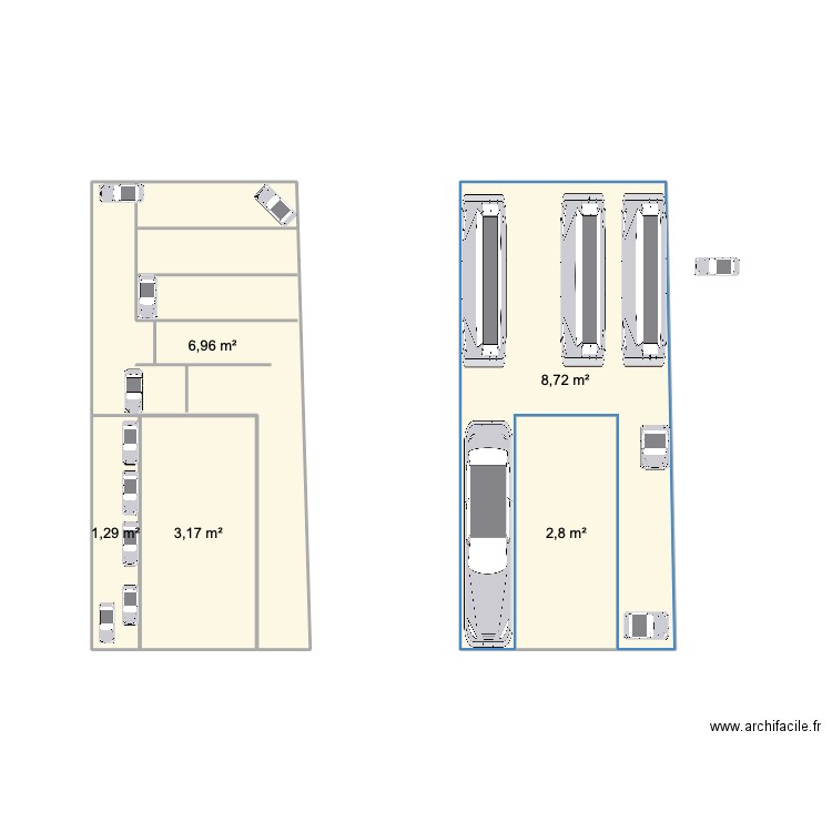 plan de masse. Plan de 5 pièces et 23 m2